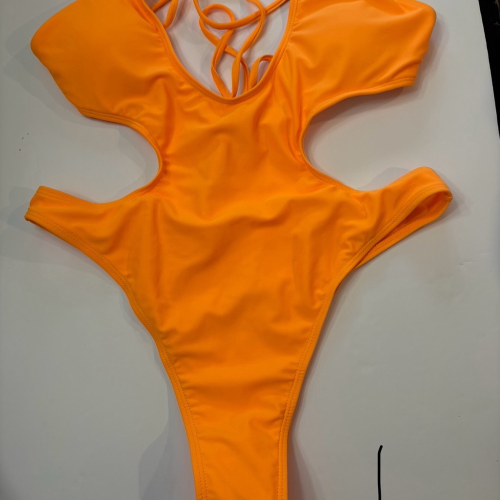 Vibrant Orange Cutout Swimsuit